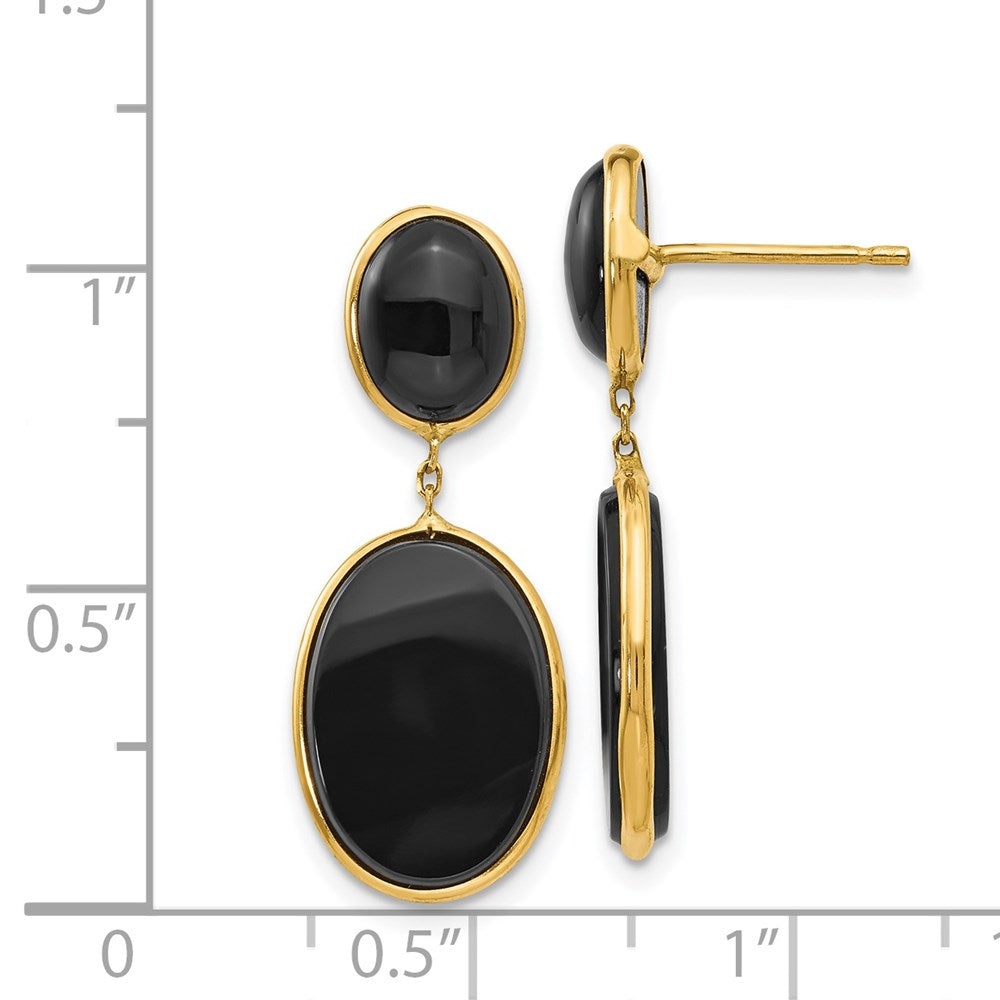14k Black Onyx Oval Dangle Post Earrings