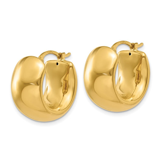 14k 8.75x18mm Wide Puffed Hoop Earrings