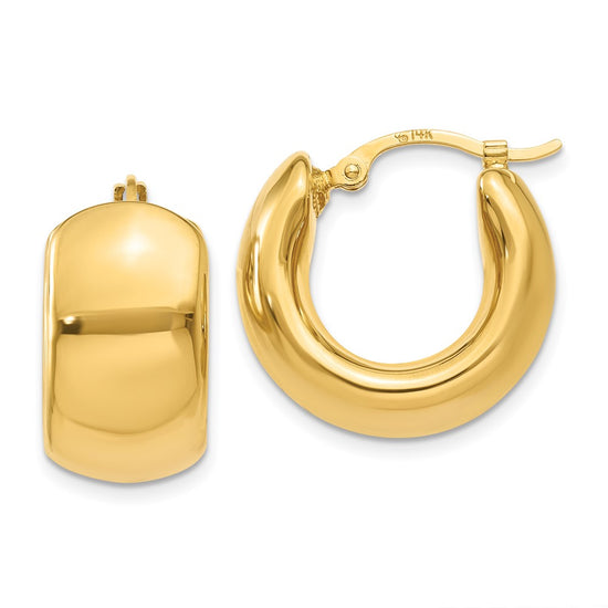 14k 8.75x18mm Wide Puffed Hoop Earrings