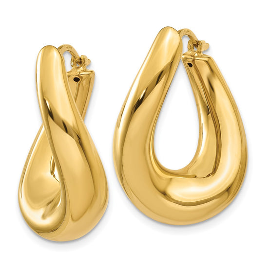 14k Twisted Oval Hoop Earrings