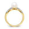 14k 6-7mm Freshwater Cultured Pearl and Diamond -X- Ring
