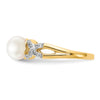14k 6-7mm Freshwater Cultured Pearl and Diamond -X- Ring