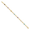 14K Complete Cushion-cut Sky Blue Topaz/White Quartz/Smoky Quartz/Amethyst/Citrine Fancy Link 7 inch Rainbow Bracelet
