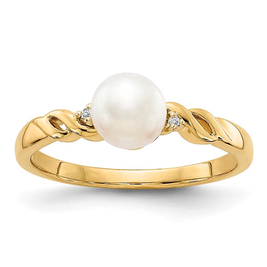Gold Diamond and Pearl Ring