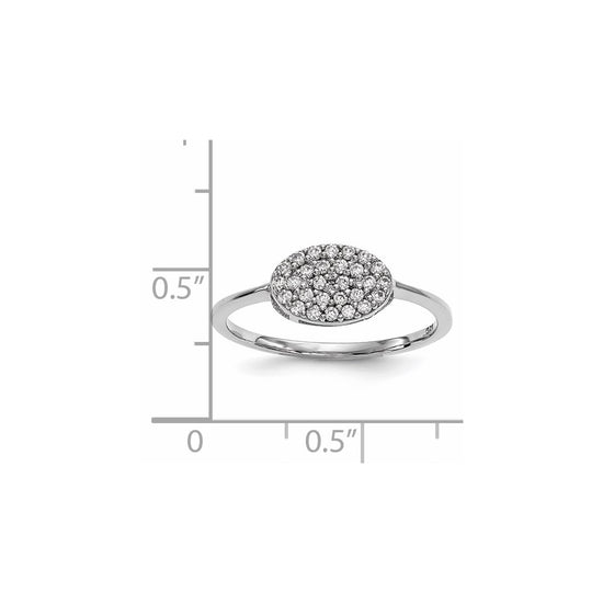 14k White Gold Diamond Cluster Oval Ring
