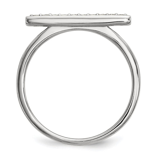 14k White Gold Diamond Bar Ring