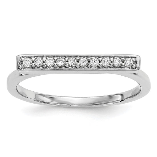 14k White Gold Diamond Bar Ring