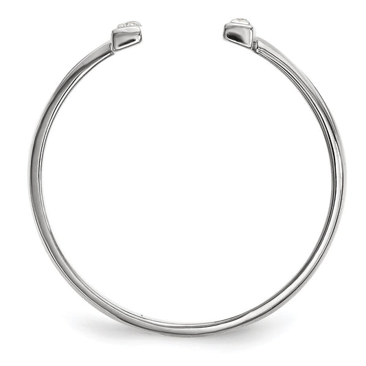 14k White Gold 1/10 carat Diamond Double Bar Ring