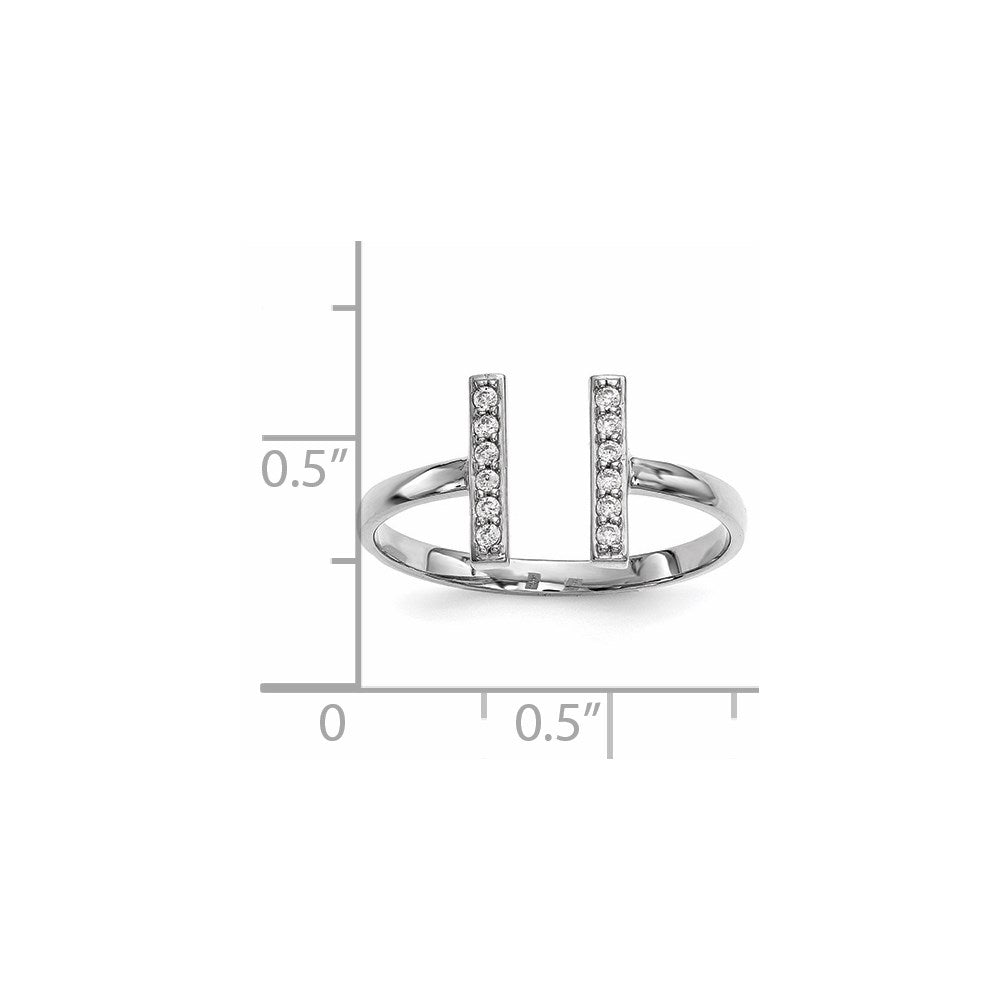 14k White Gold 1/10 carat Diamond Double Bar Ring