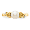 14k White Freshwater Cultured Pearl and Diamond Heart Ring