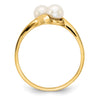 14K 4-5mm White Button Freshwater Cultured 2-Pearl Bypass Ring