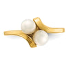 14K 4-5mm White Button Freshwater Cultured 2-Pearl Bypass Ring