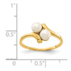 14K 4-5mm White Button Freshwater Cultured 2-Pearl Bypass Ring