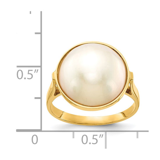 Gold Polished Freshwater Pearl Rings