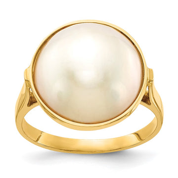Gold Polished Freshwater Pearl Rings