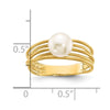 14K 7-8mm Round White Freshwater Cultured Pearl Brushed Ring