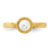 14K Brushed & Hammered 5-6mm Rnd Wht Freshwater Cultured Pearl Ring