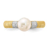 14K Textured 6-7mm Round White FWC Pearl and .09ct Diamond Ring