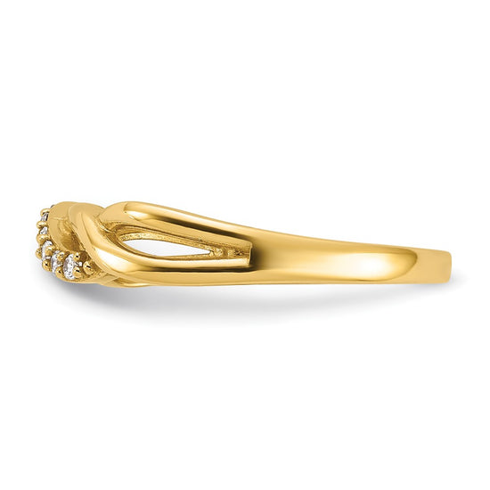 14K Polished CZ Braided Ring