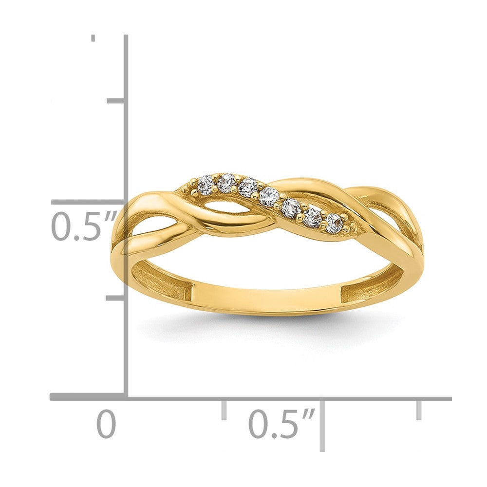 14K Polished CZ Braided Ring