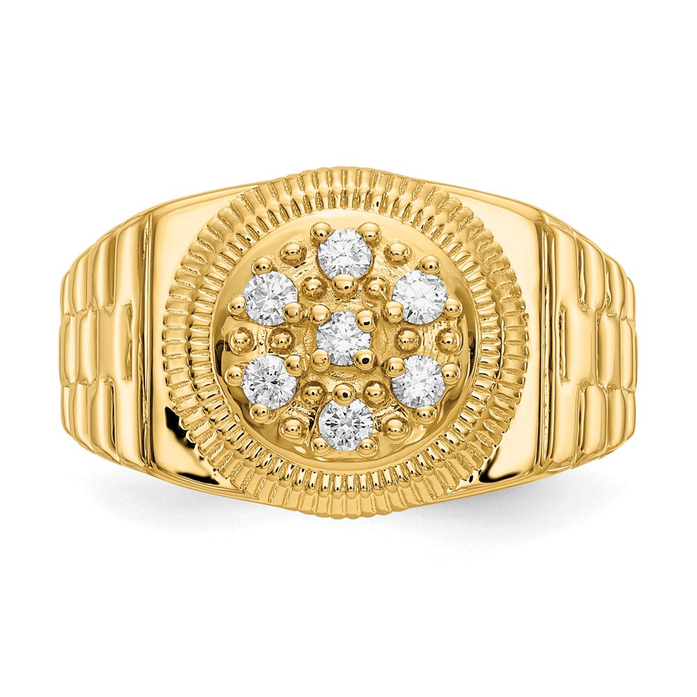 14k 1/4 carat AAA Diamond Circular Top Mens Ring