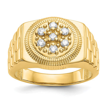 14k 1/4 carat AA Diamond Circular Top Mens Ring