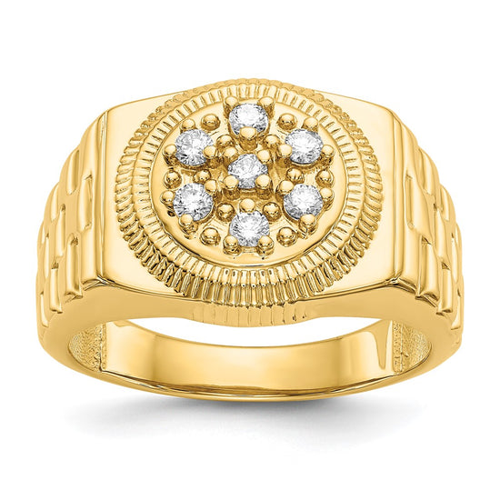 14k 1/4 carat A Diamond Circular Top Mens Ring