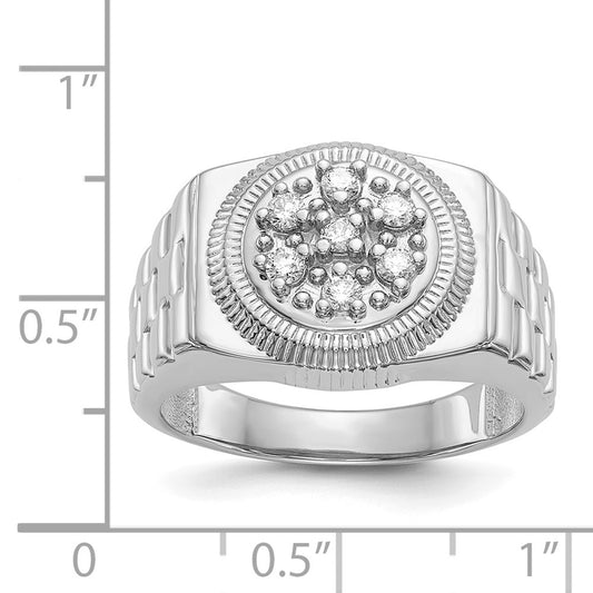 14k White Gold 1/4 carat VS Diamond Circular Top Mens Ring
