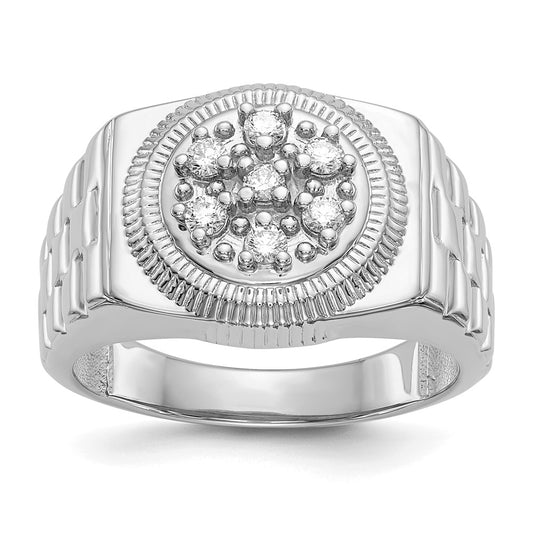 14k White Gold 1/4 carat VS Diamond Circular Top Mens Ring