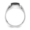 14k White Gold Cushion Onyx and VS Diamond Mens Ring