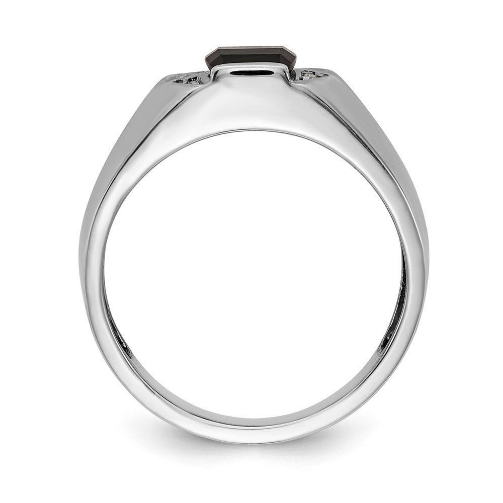 14k White Gold Onyx and AAA Diamond Mens Ring
