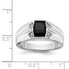 14k White Gold Onyx and AAA Diamond Mens Ring