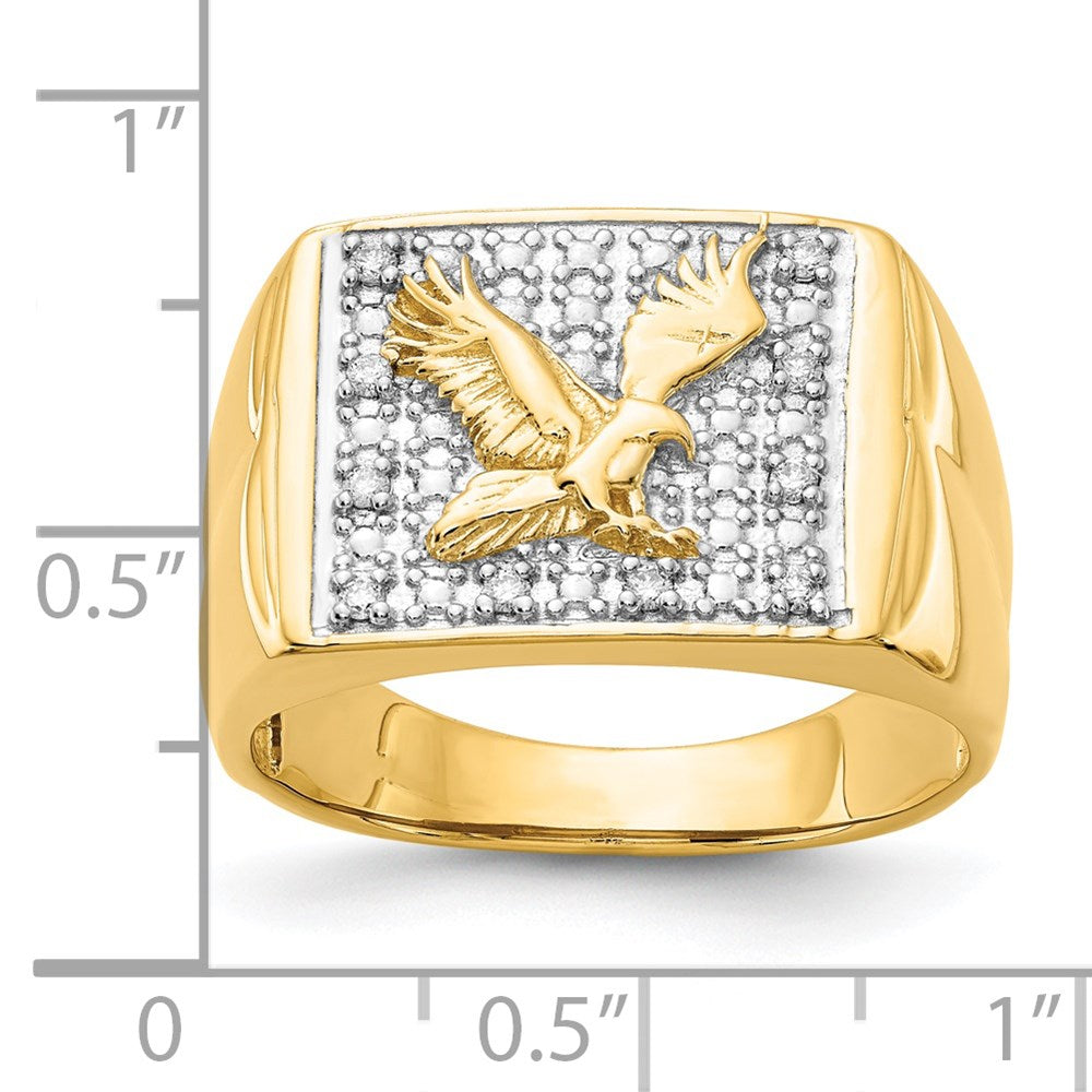 14k 1/10 carat A Diamond Mens Eagle Ring