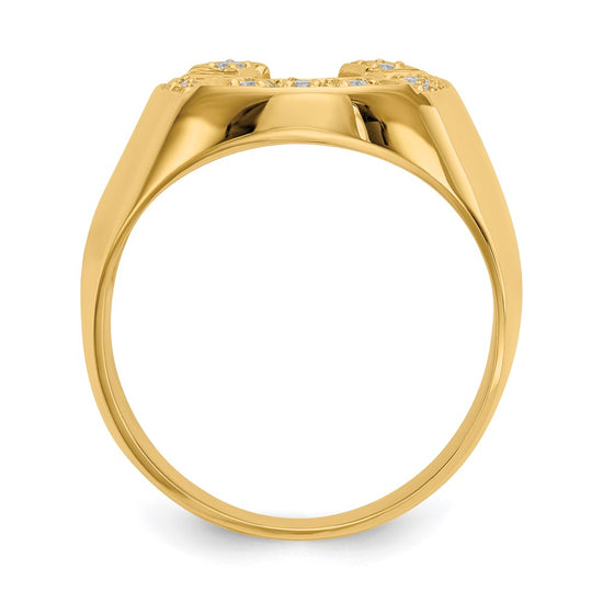 14k 1/5 carat AAA Diamond Mens Horseshoe Ring