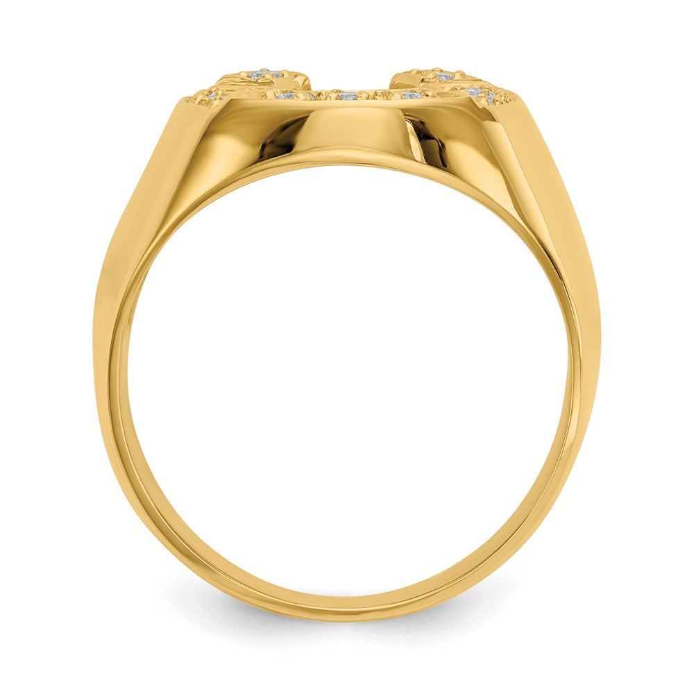14k 1/5 carat AAA Diamond Mens Horseshoe Ring