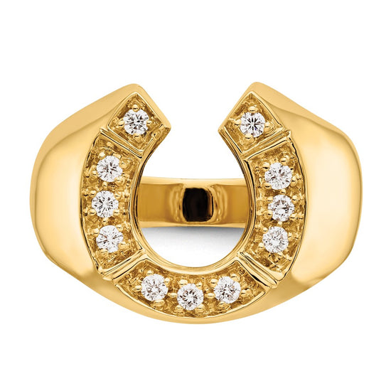 14k 1/5 carat AAA Diamond Mens Horseshoe Ring