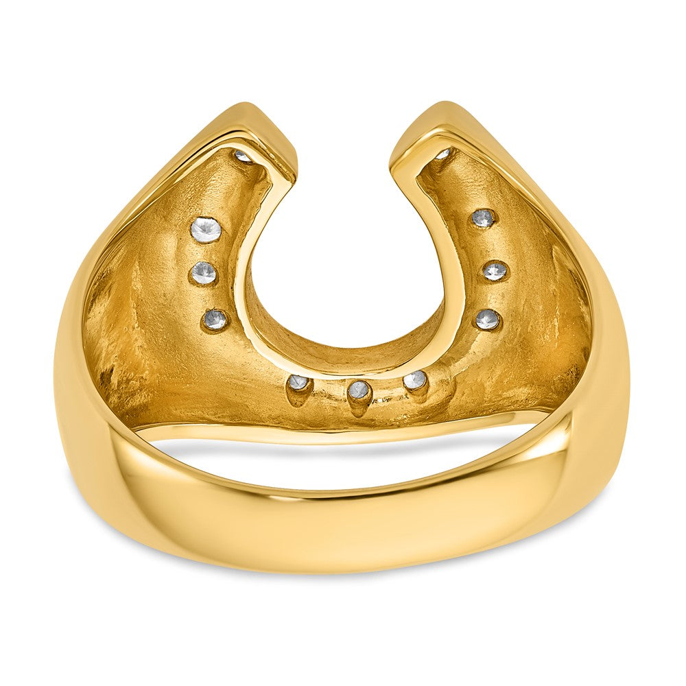 14k 1/5 carat AA Diamond Mens Horseshoe Ring
