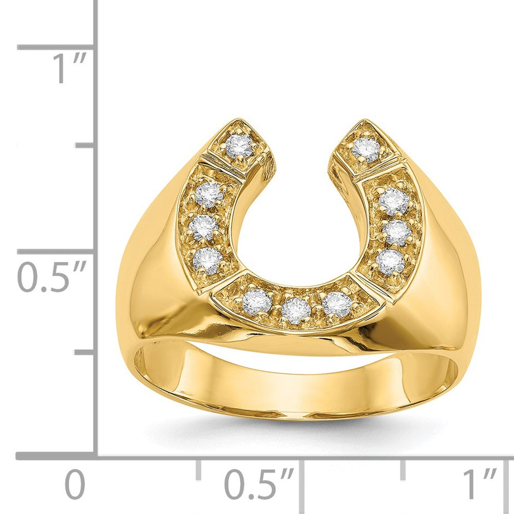 14k 1/5 carat AAA Diamond Mens Horseshoe Ring