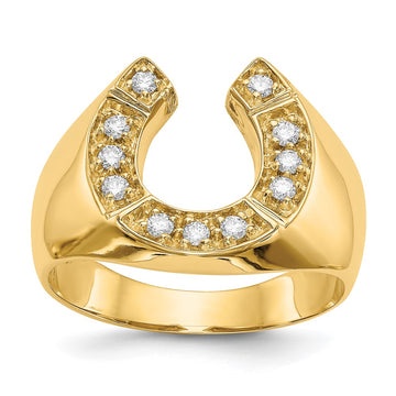 14k 1/5 carat AAA Diamond Mens Horseshoe Ring