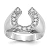 14k White Gold 1/5 carat VS Diamond Mens Horseshoe Ring