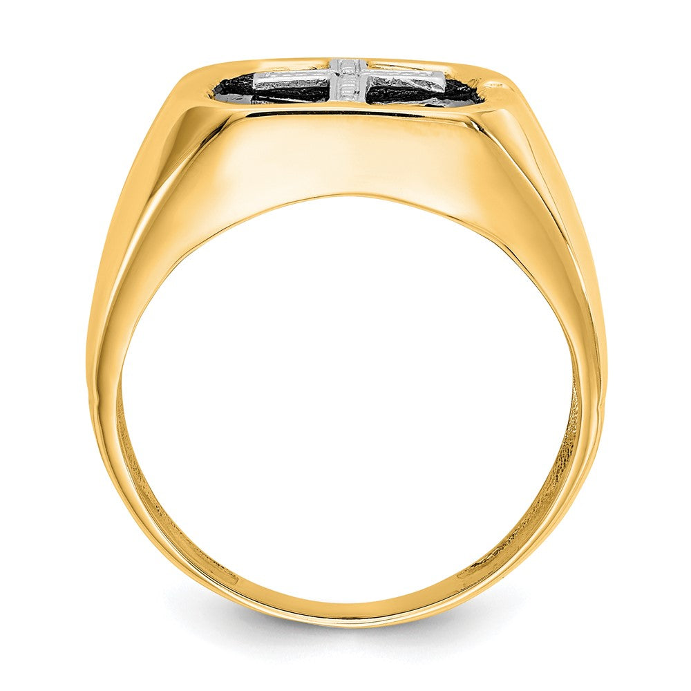 14k Octagon Onyx and A Diamond Mens Cross Ring
