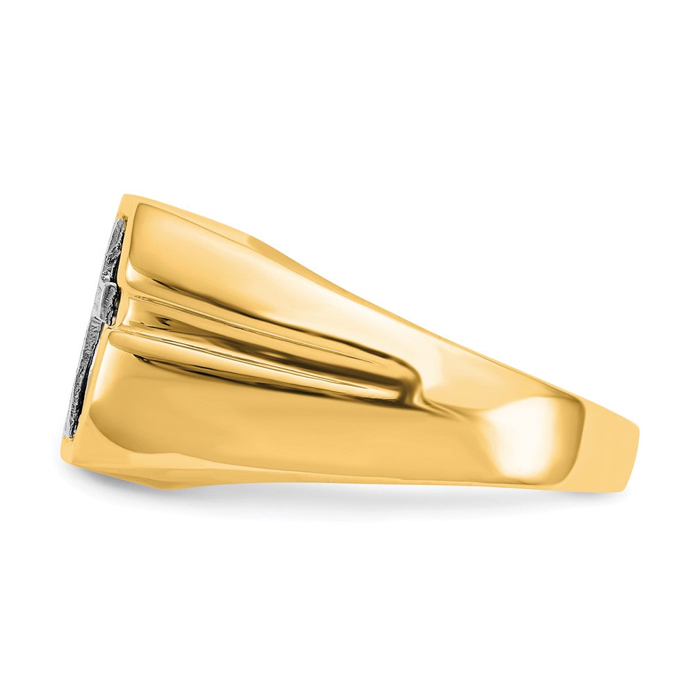 14k Octagon Onyx and A Diamond Mens Cross Ring