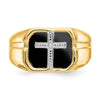 14k Octagon Onyx and A Diamond Mens Cross Ring