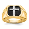 14k Octagon Onyx and A Diamond Mens Cross Ring