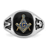 14k White Gold Men's Polished and Textured Masonic Ring Mounting