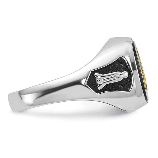 14k White Gold Men's Polished and Textured Masonic Ring Mounting