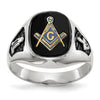 14k White Gold Men's Polished and Textured Masonic Ring Mounting