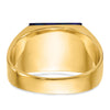 14k Mens Polished and Textured Black Enameled Imitation Blue Spinel and VS Quality Diamond Masonic Ring