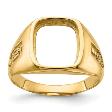 14k Men's Polished and Textured Masonic Ring Mounting