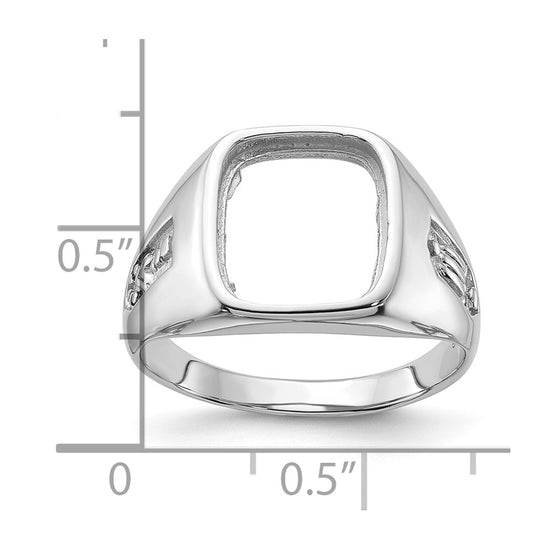 14k White Gold Men's Polished and Grooved Masonic Ring Mounting